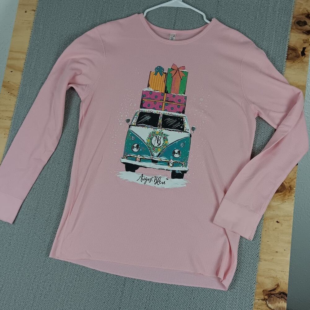 Ann Voskamp Thermal Shirt Womens XL‎ Pink Christmas Jesus Religious VW Print Y2K